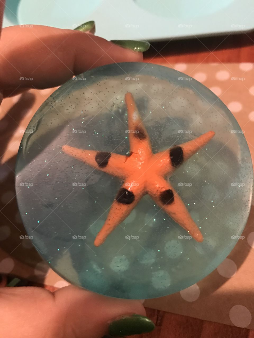 Homemade bath soap with toy inside