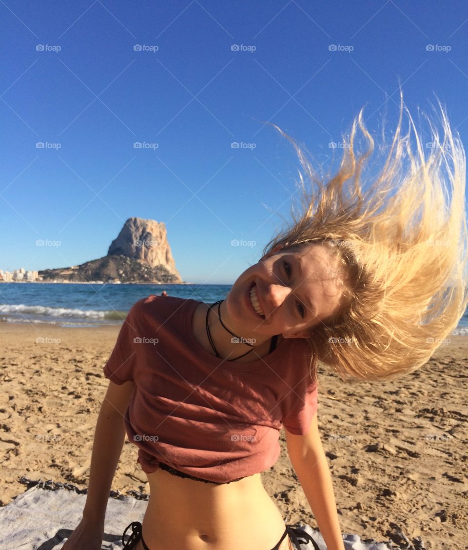 Happy hairflip at the beach