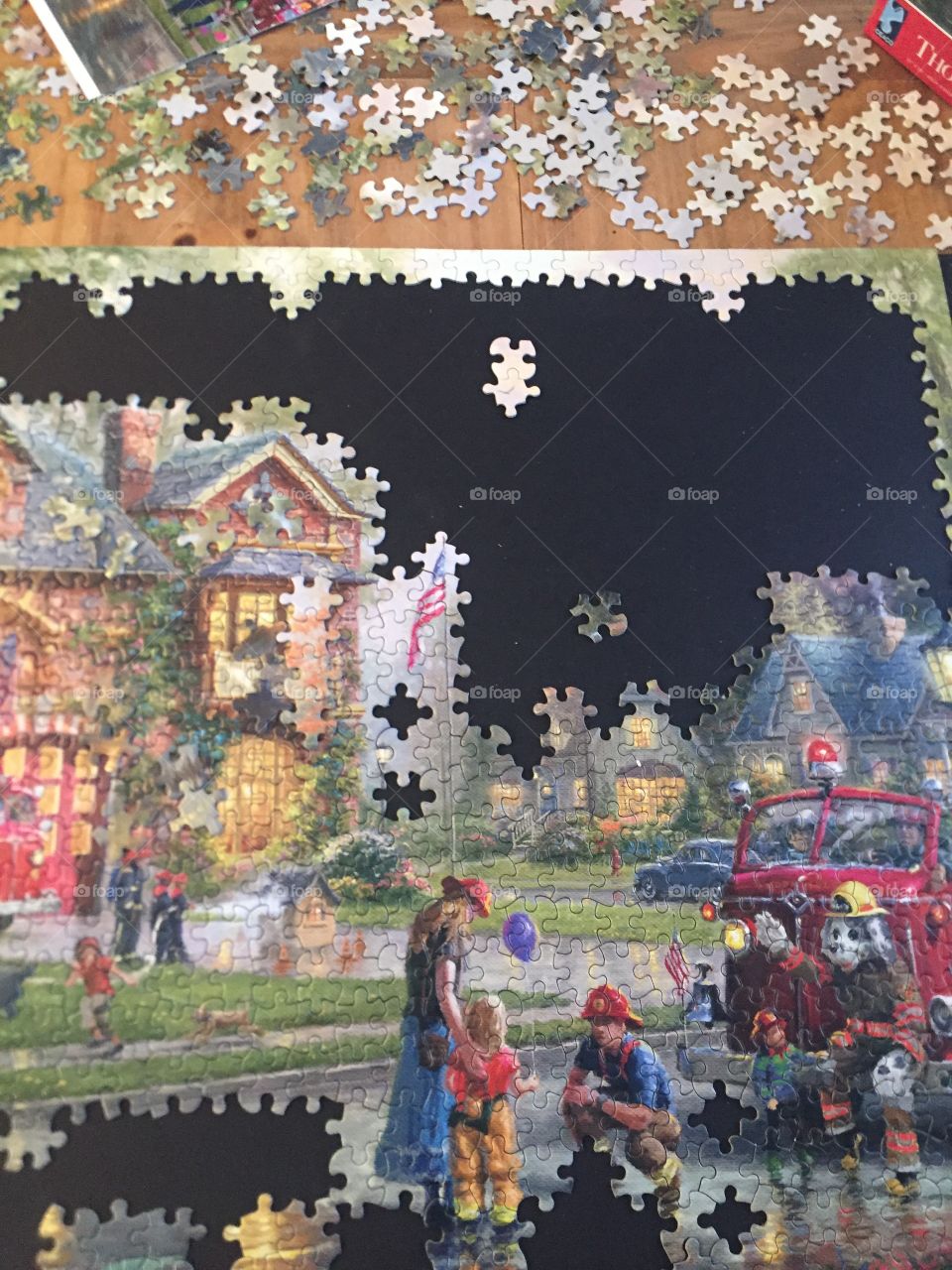The project 1000 pieces a lot of hours each piece you add reveals a new piece to the picture.