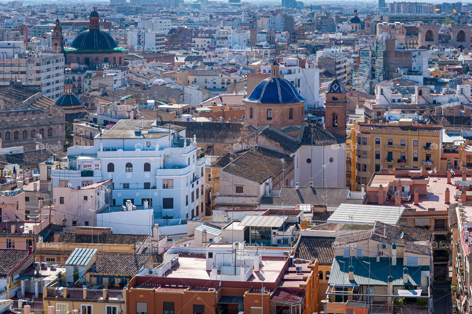 Downtown rooftops of Valencia in Spain.