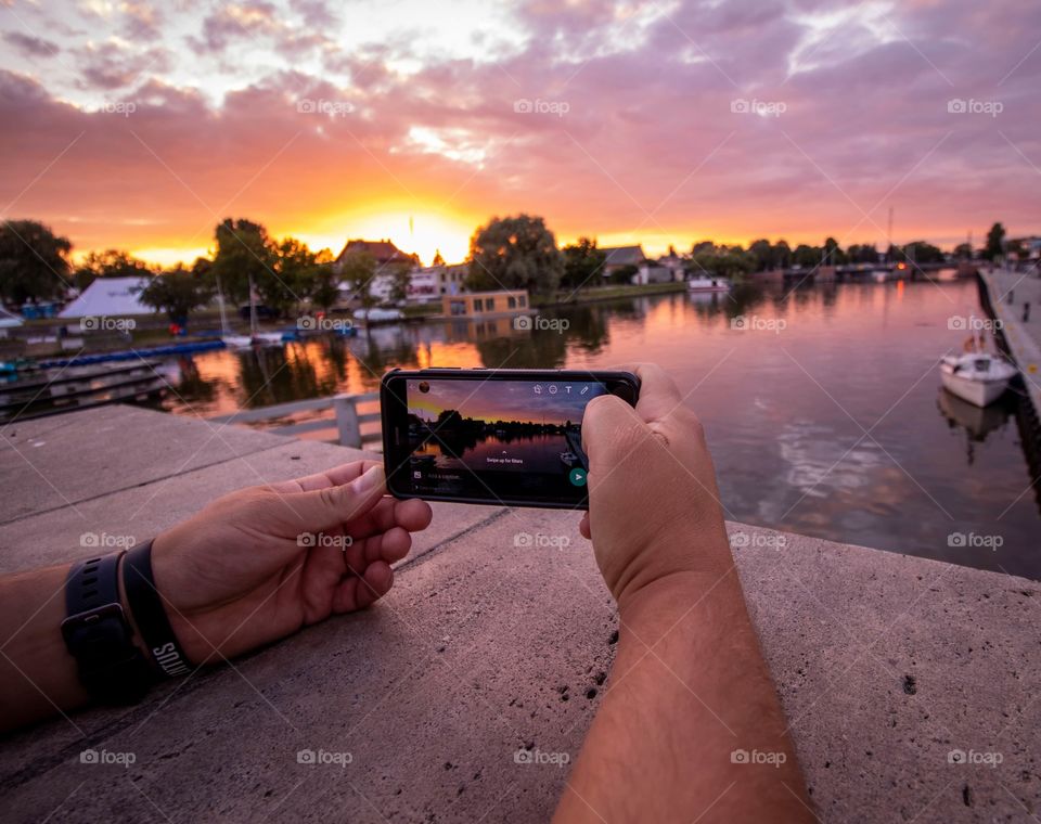 Sunset by the river.