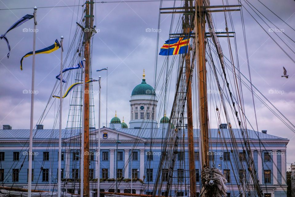 Helsinki behind the masts