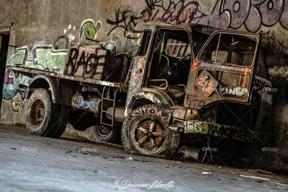 Adbandoned camion in Consonno