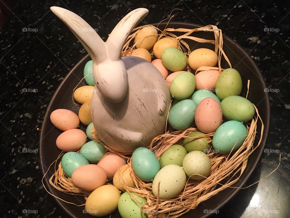 Easter eggs and bunny