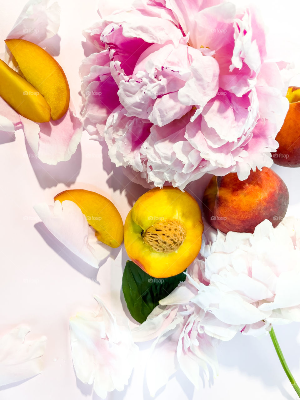 Peaches and peonies 