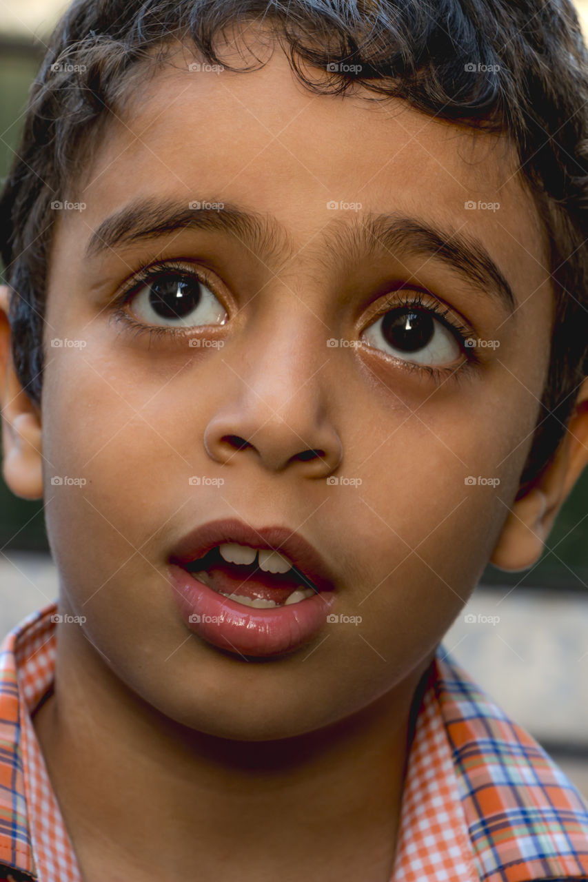 Close-up of Indian boy's face
