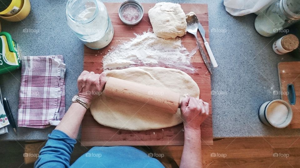  Kitchen. Baking with dough.