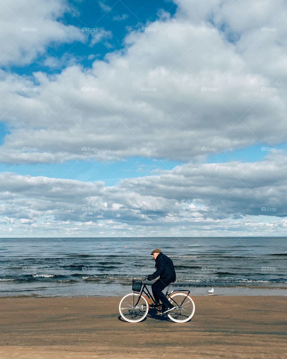 Cycling in beach...