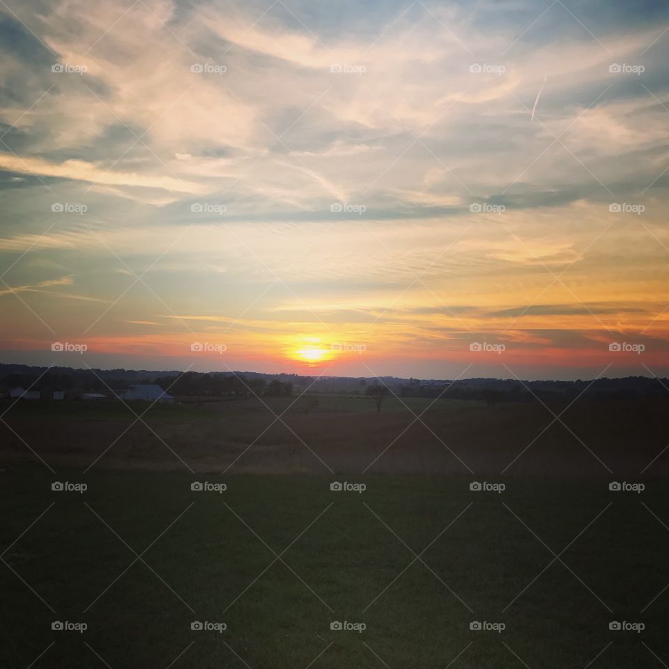 Sunset over Farm 