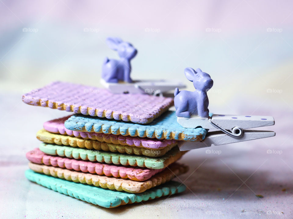 rainbow cookies pastel easter bunny