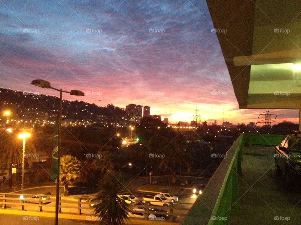 Sunset in Viña del Mar. Sunset over the city of Viña del Mar, central coast of Chile
