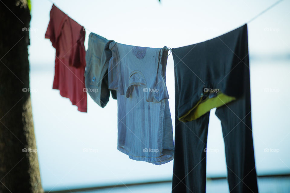 Close-up of clothes for drying