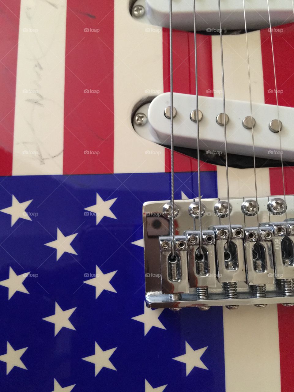 American flag on a guitar.