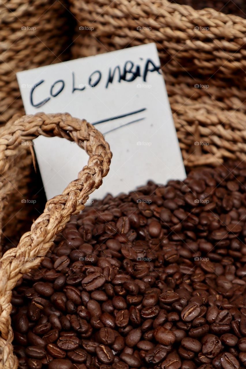 Coffee beans in a basket 