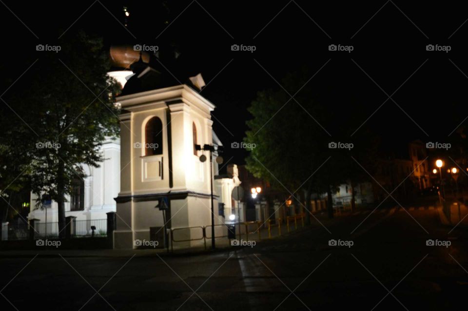 Unique architectural details at night in Poland