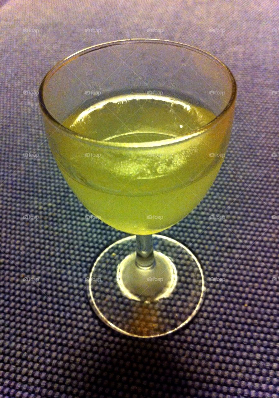 Glass of cold lemoncello.