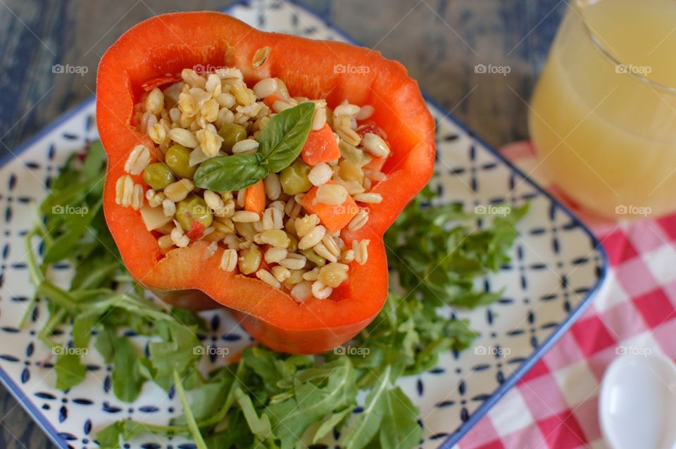 Elevated view of a homemade salad