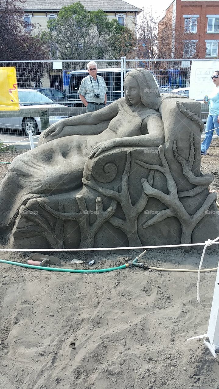 sandcastle goddess. at the sand castle building competiton on whyte ave in edmonton alberta this was a picture of a goddess