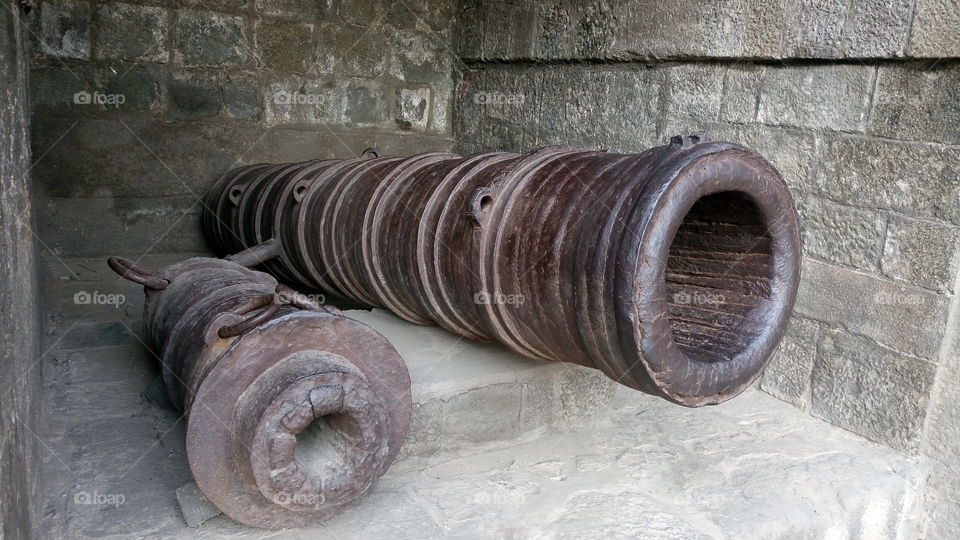 big round size weapon in Devgiri fort in aurangabad maharashtra India this fort built in 11th century built by yadavs