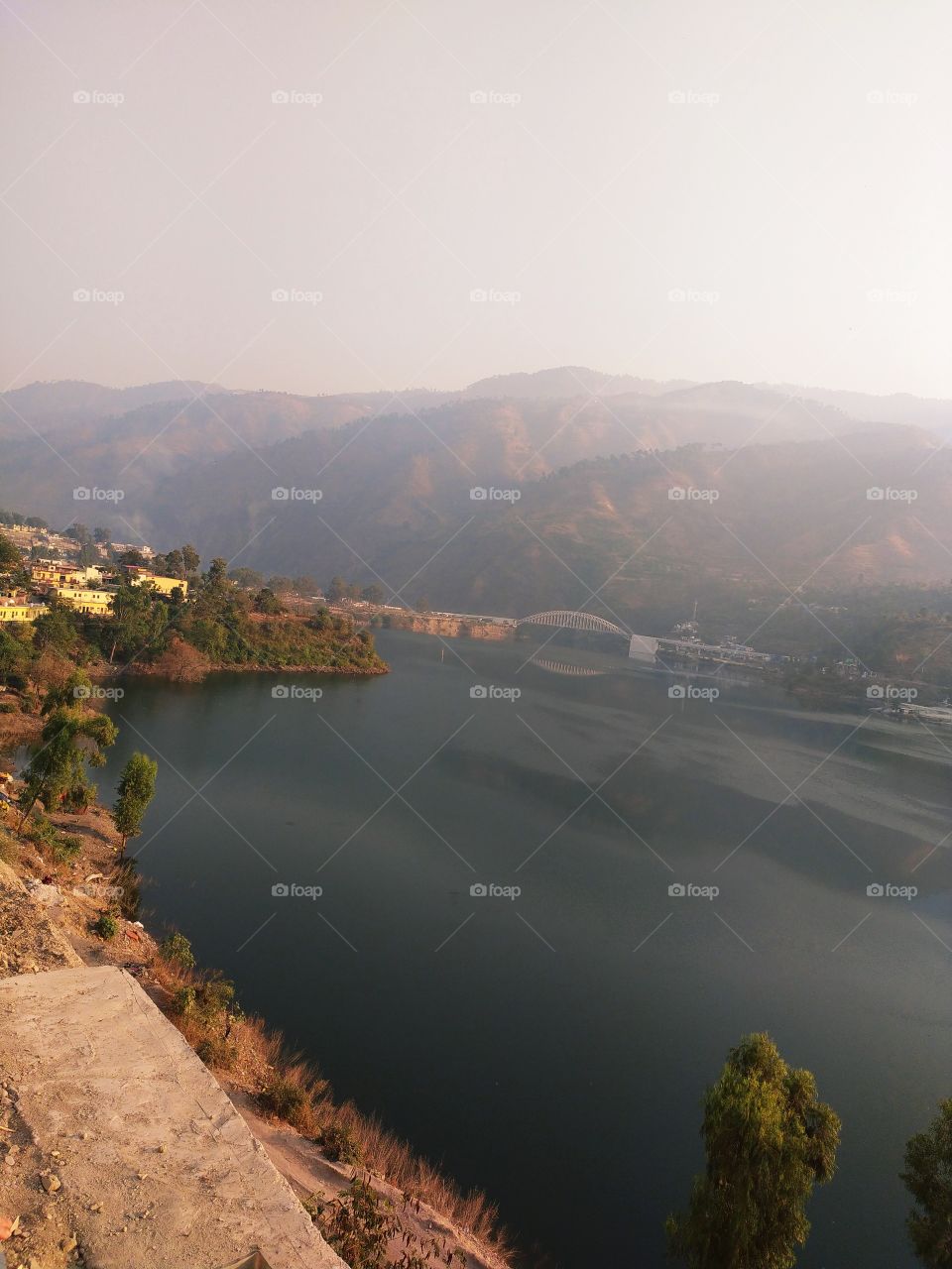 A panoramic view of the famous Tehri Lake at Chinyali Saud en route to Gangotri in the great Himalayan region