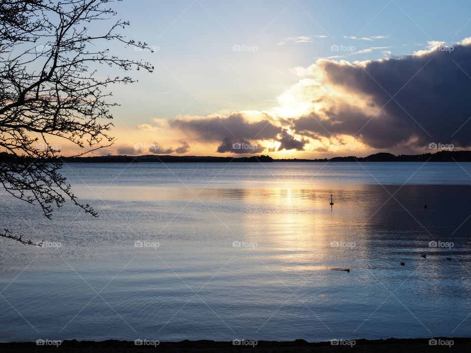 Sunset in the fjord. 