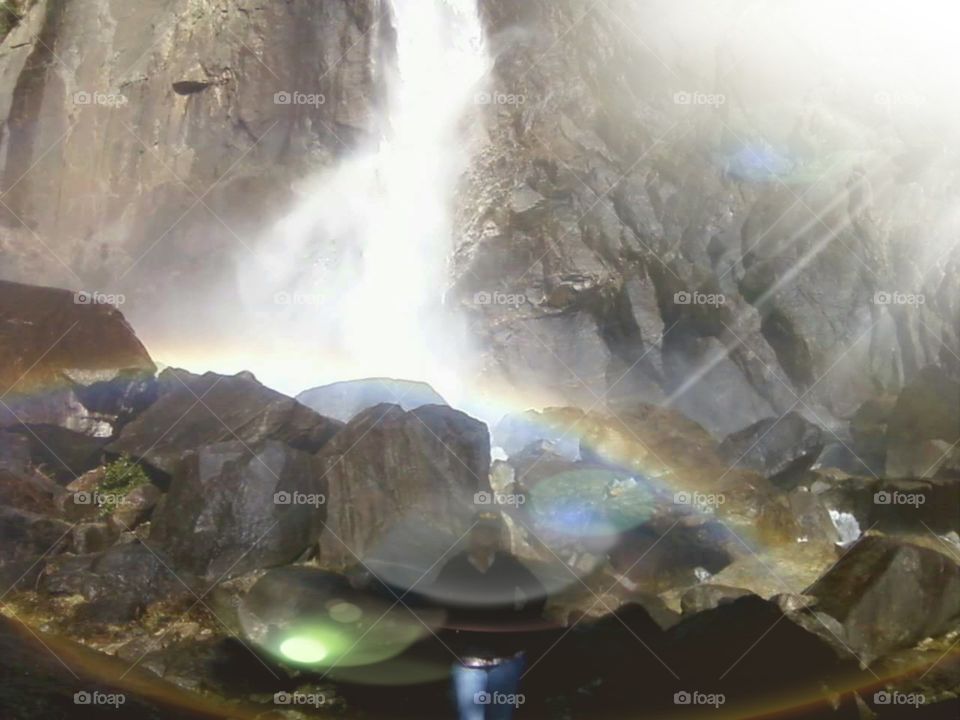 Yosemite Falls and rainbow