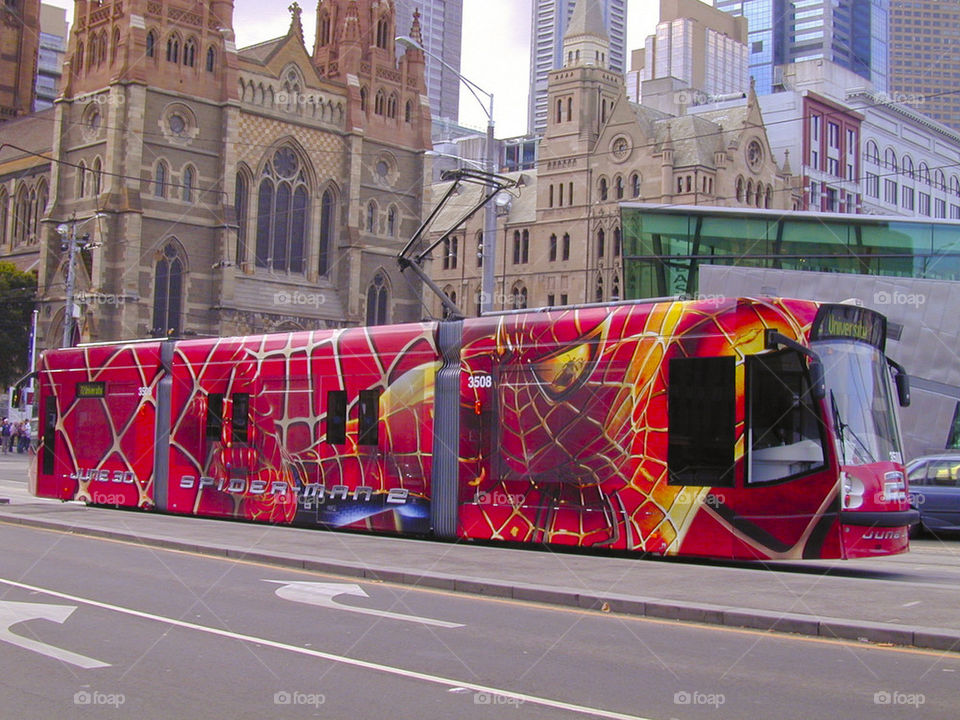 THE TRAM LINE OF CITY OF MELBOURNE AUSTRALIA