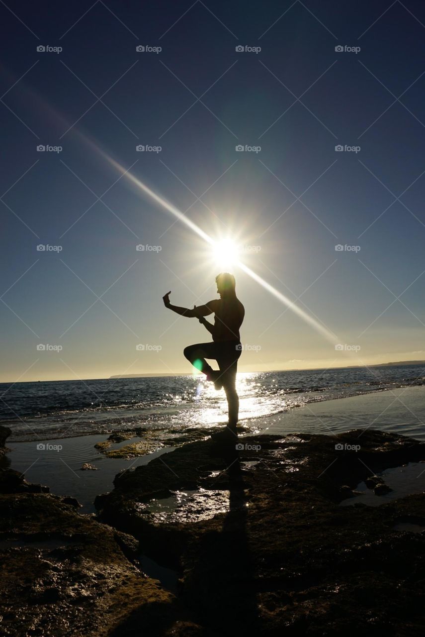 Beach#sunset#human#training#position#reflect