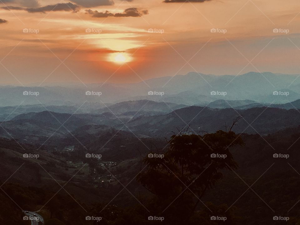 Dramatic sunset over mountains 