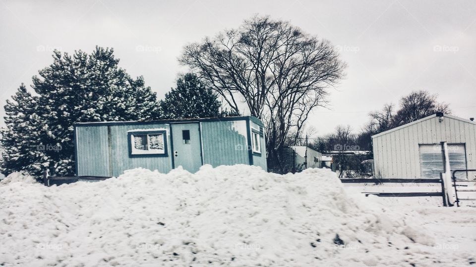 Snow near the house