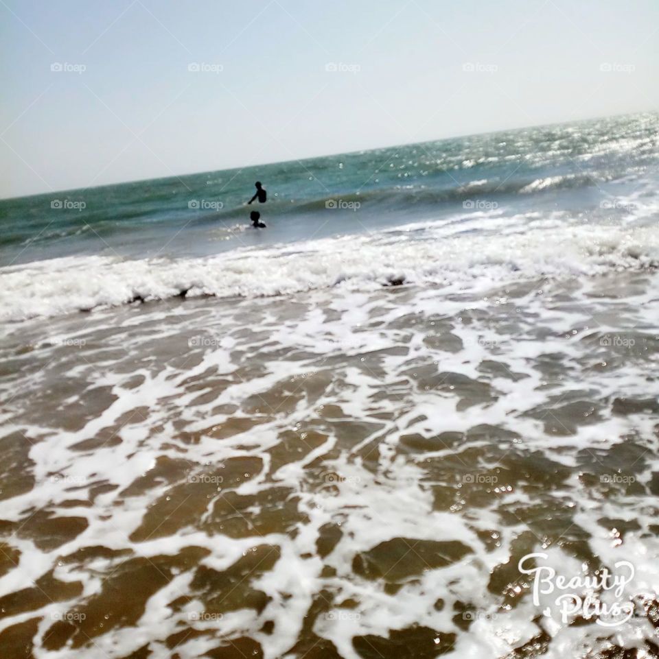 This is a sea beach scene.