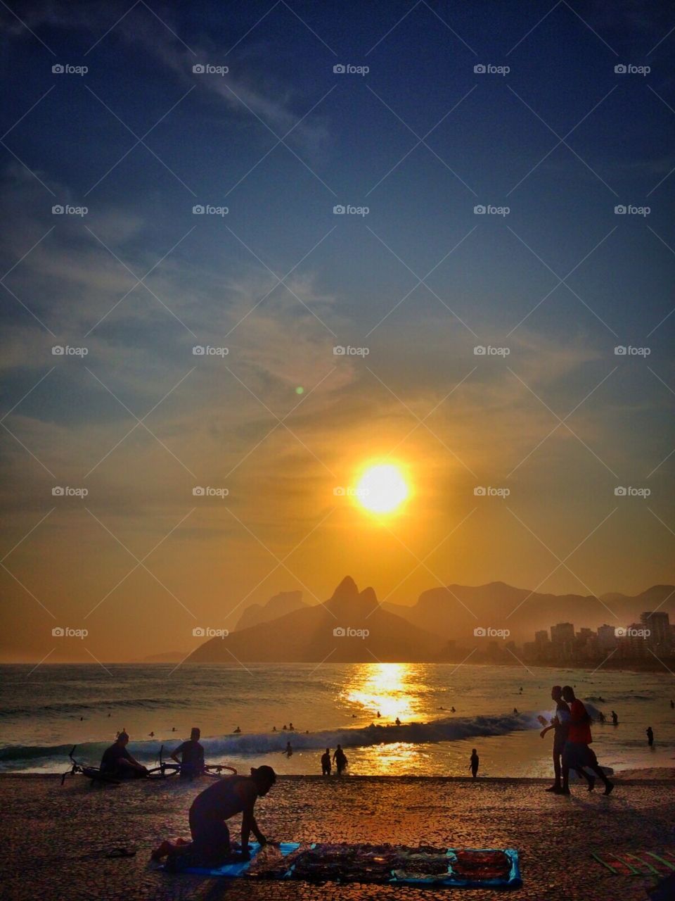 Sunset in Rio de Janeiro. Picture token at Ipanema Beach in Rio de Janeiro.