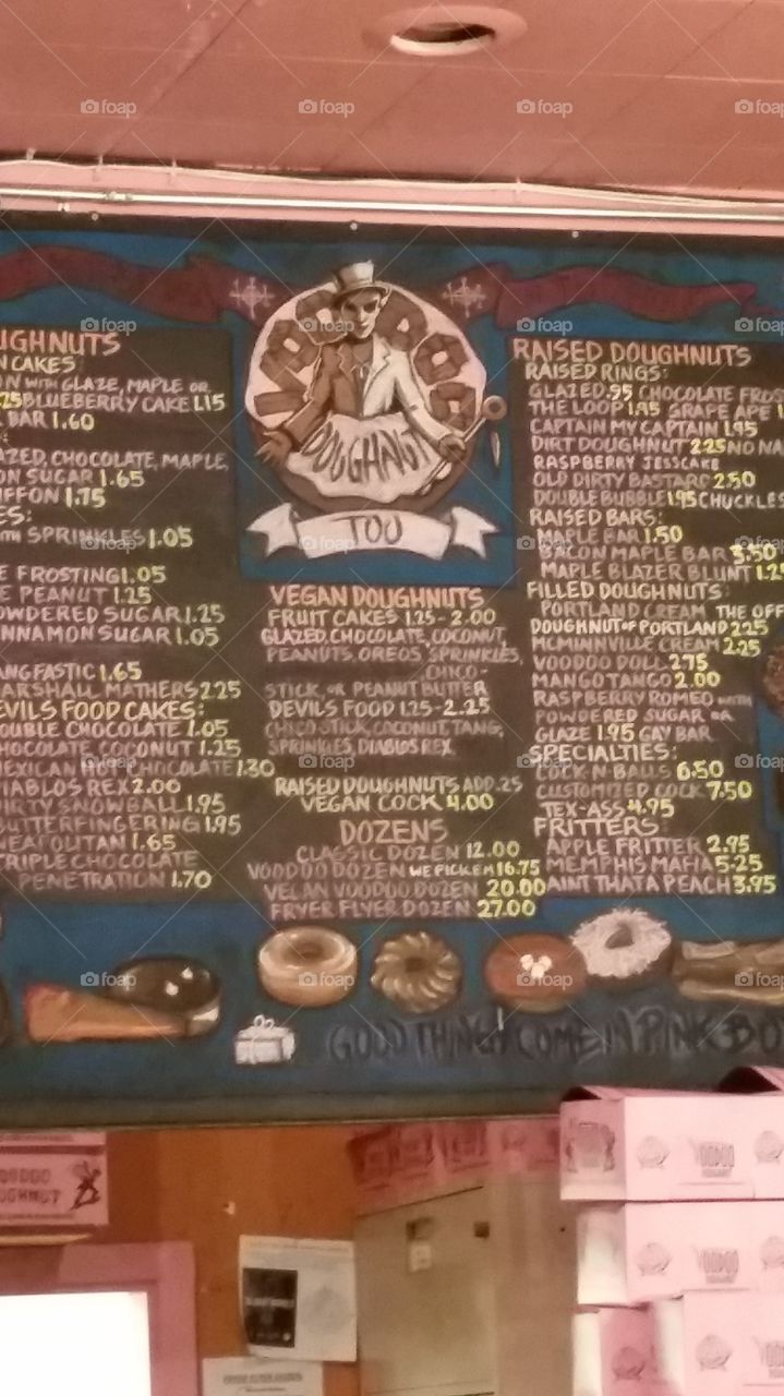 Voodoo Donuts menu