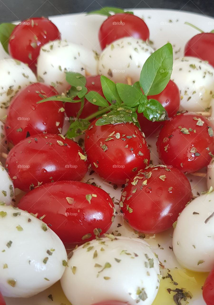 tomatoes and buffalo mozzarella