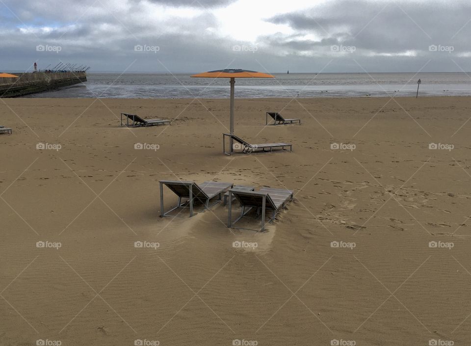 Raining on the beach