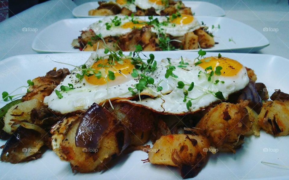 carnitas hash and eggs
