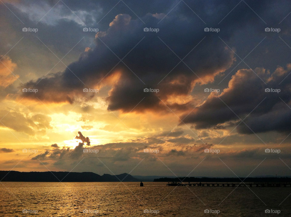 hudson river ossining new york sunset clouds river by delvec