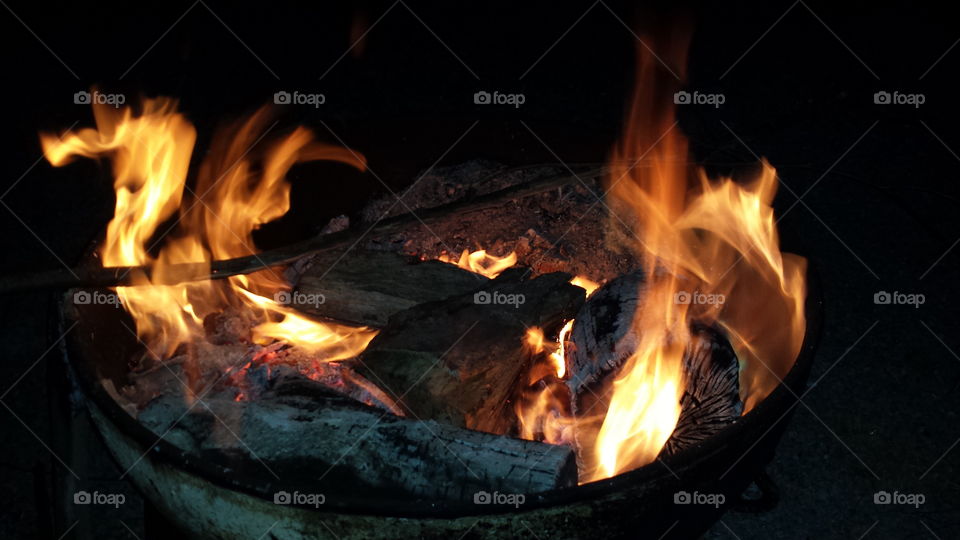 campfire. spring night