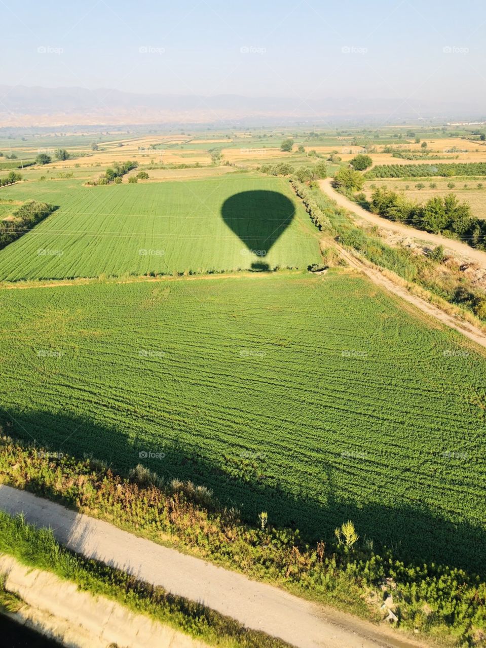 Hot air balloon on the prairie