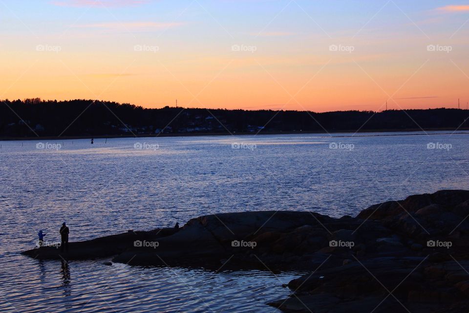 Fishing in the sunset