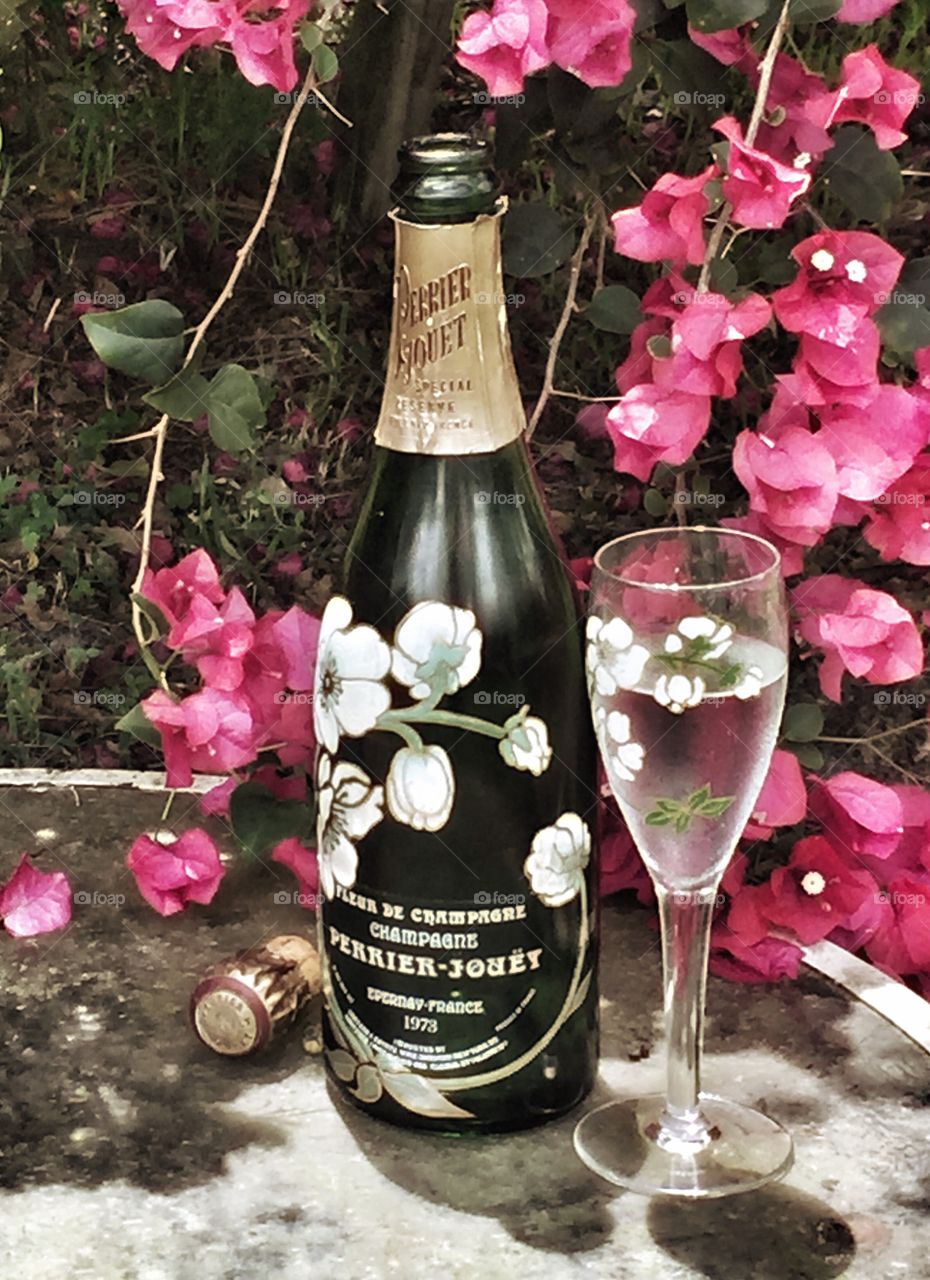 Sipping champagne on a spring day