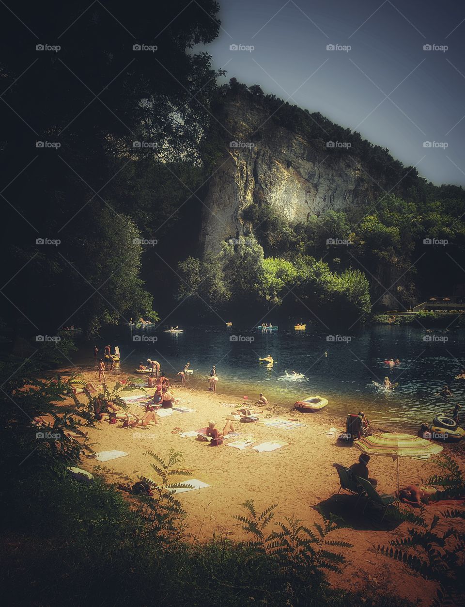 Dordogne. Beach on the river Dordogne France