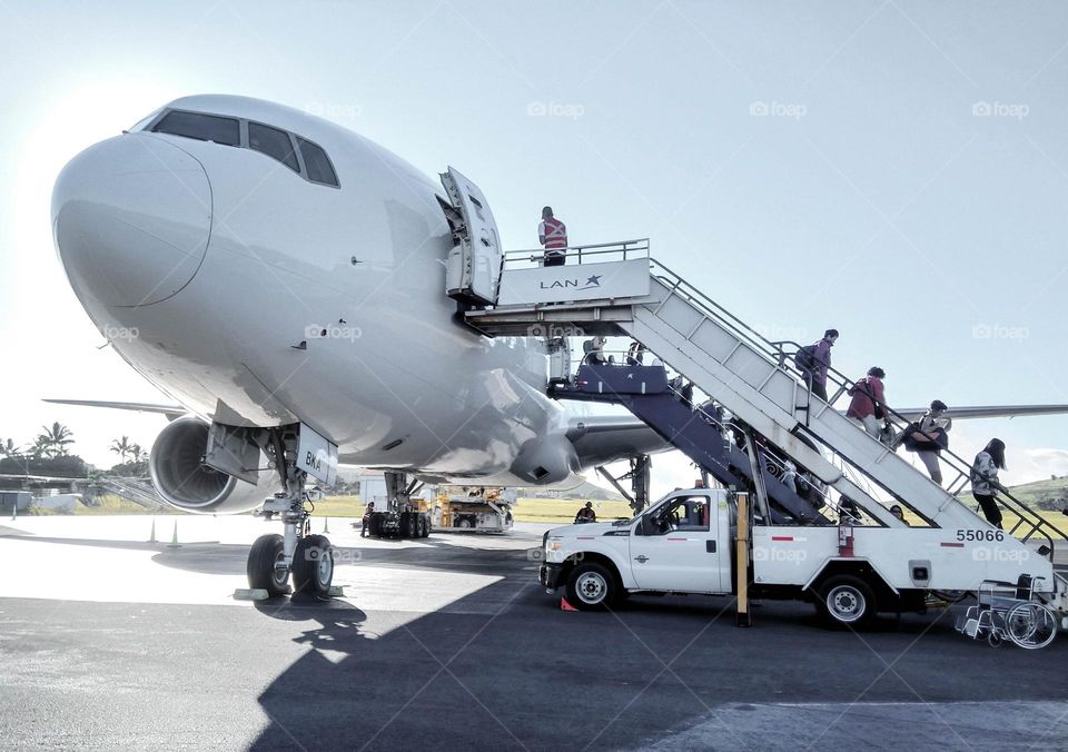 White plane on the airport