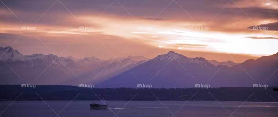 Water, No Person, Sunset, Dawn, Mountain