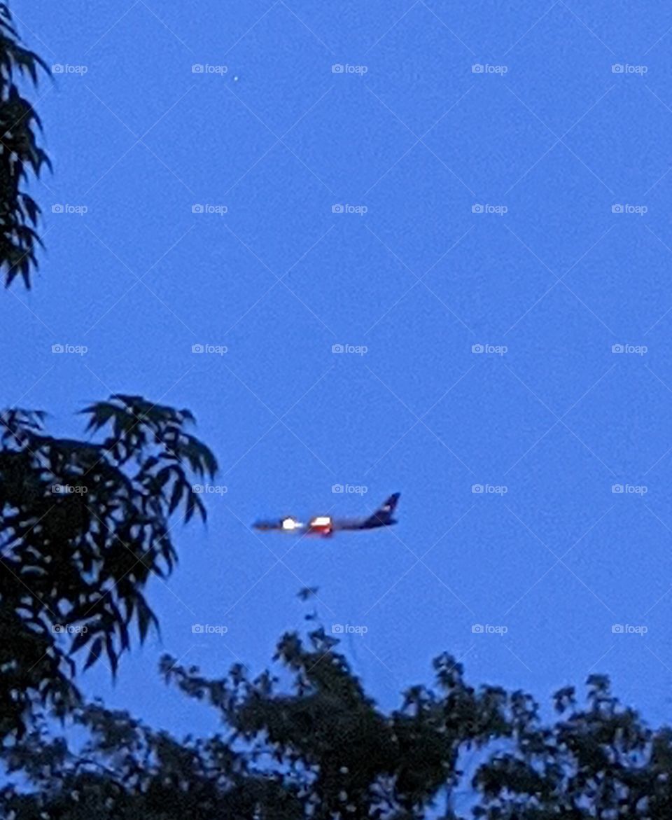 Evening Airplane Coming in