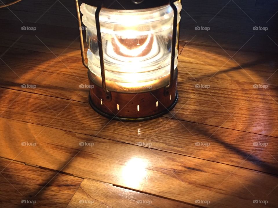 Illuminated light on wooden