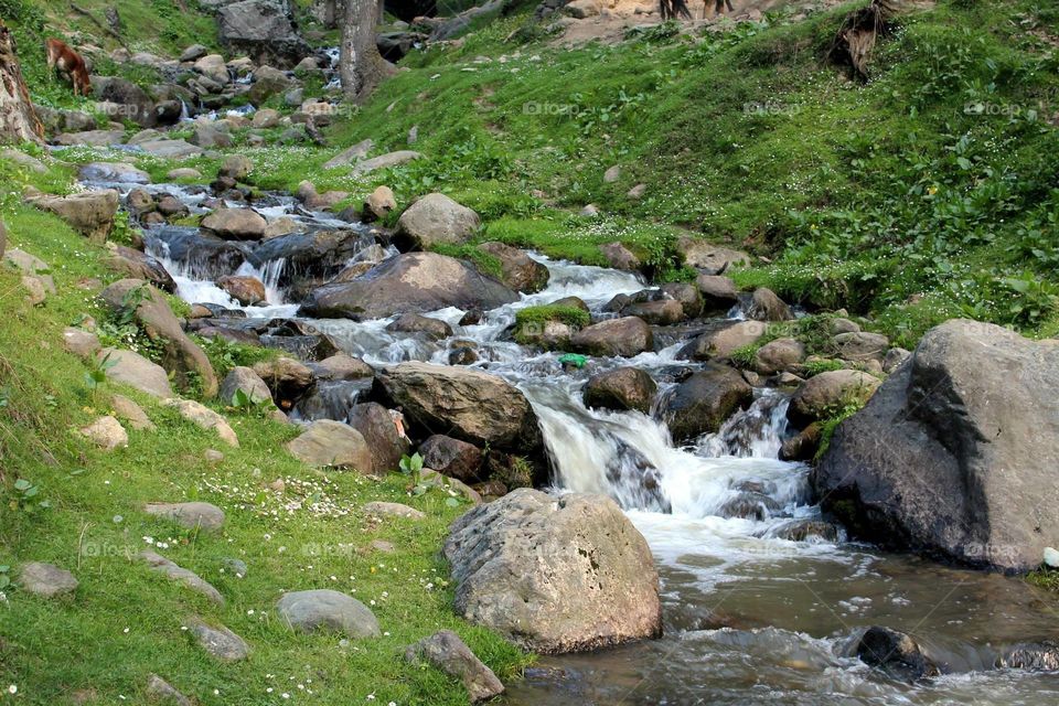 Tulian Lake water stream in the valley of Pahalgam