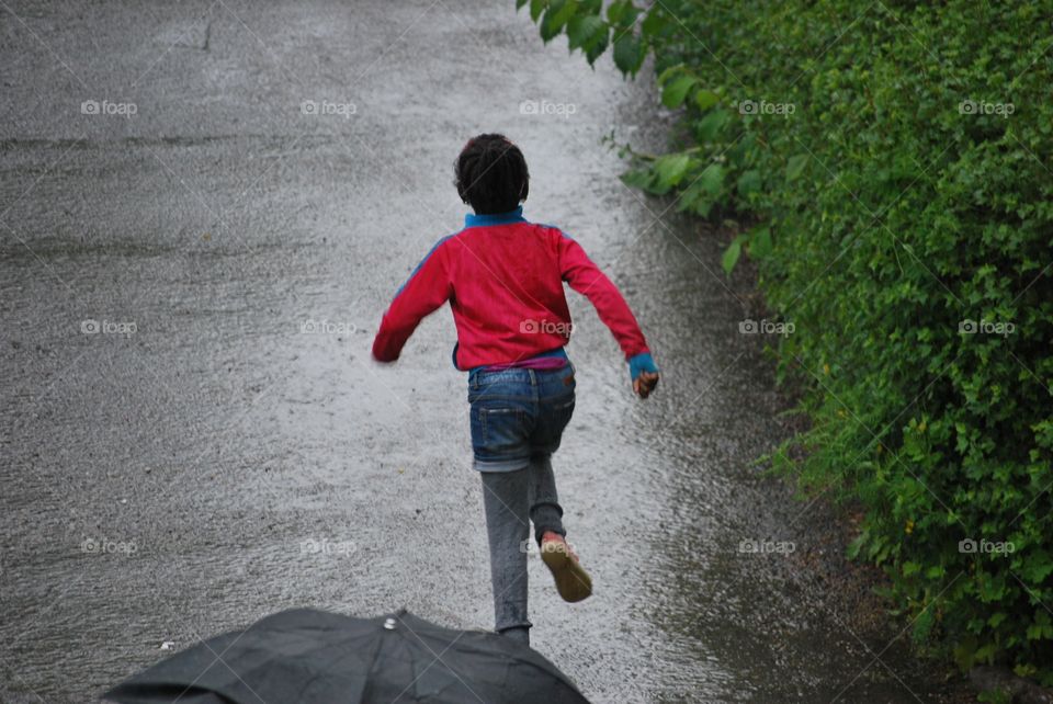 Running in the rain 
