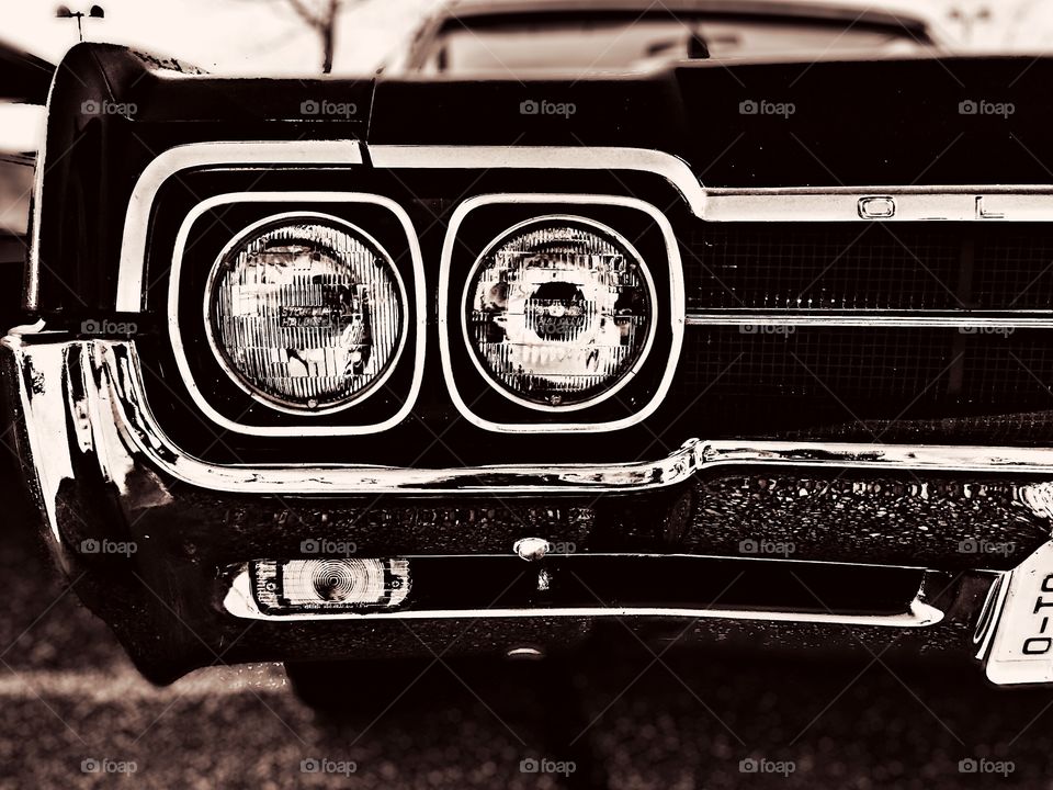 Classic Car Show, Oldsmobile Classic Car, Front End Of A Classic Car, Monochrome Oldsmobile Portrait, Summertime Classic Car 