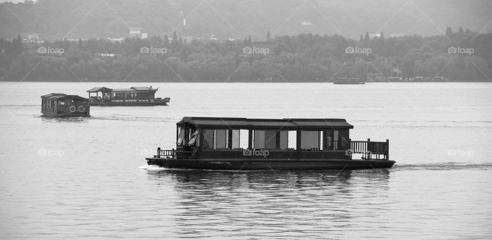 Traditional Chinese boat at the dragon well in china